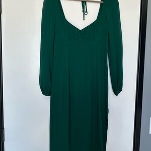 Reformation Long Sleeve Emerald Green Mabille Dress - Size 2